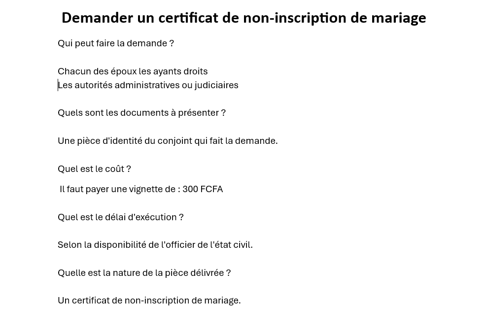 Demander un certificat de non-inscription de mariage