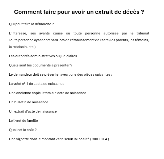 Comment faire pour avoir un extrait de décès ?