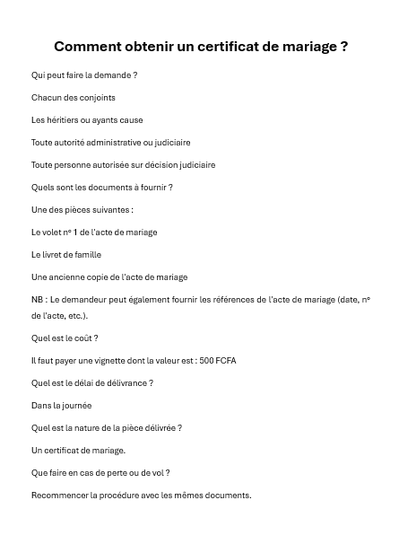 Comment obtenir un certificat de mariage ?